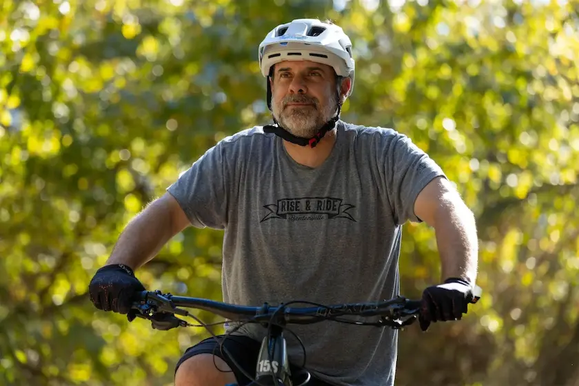 man on mountain bike