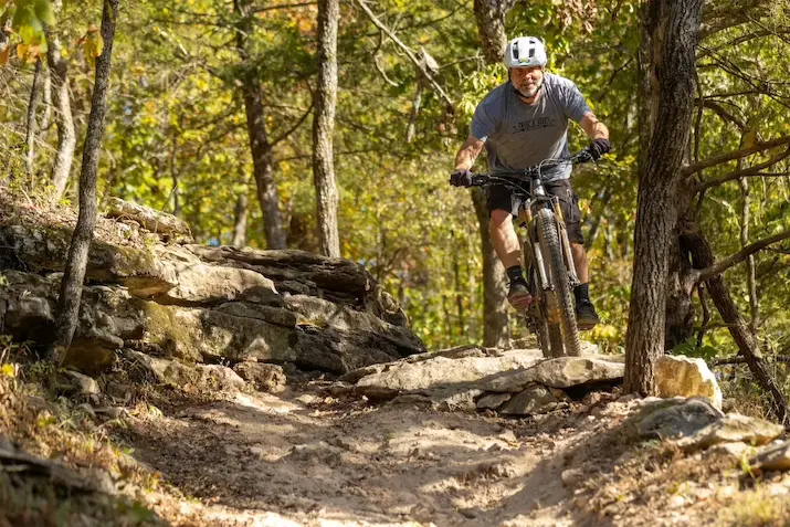 man on mountain bike