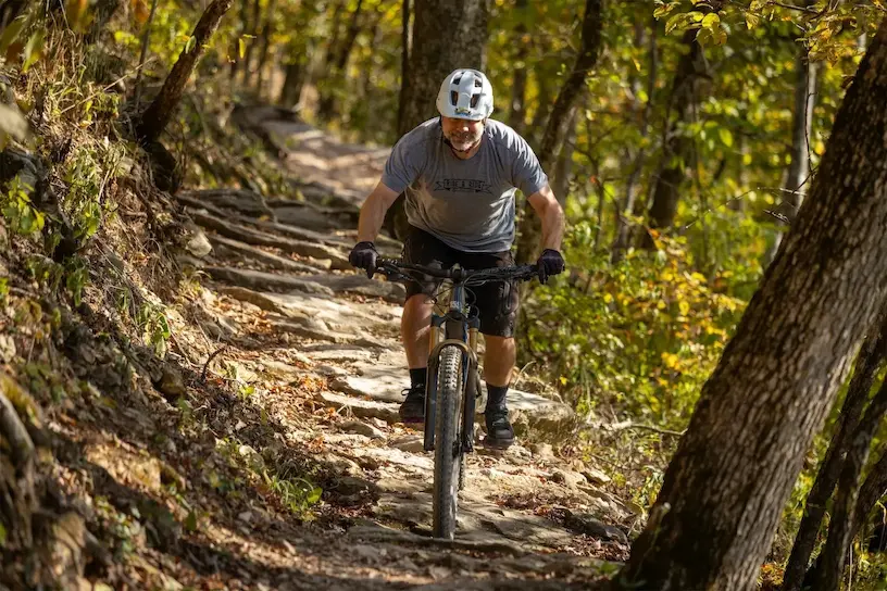man on mountain bike